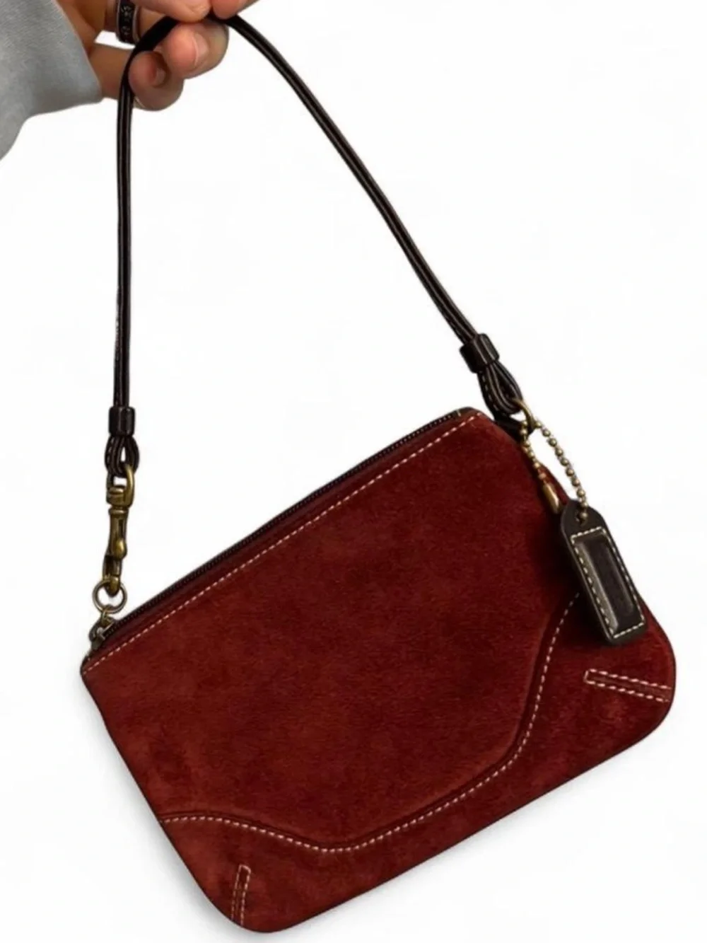 vintage coach burgundy red suede soho hobo wristlet / mini bag 🍷 - Picture 3 of 9
